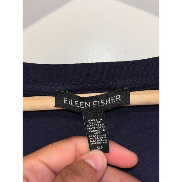 Eileen Fisher Womens Navy Blue V-Neck Long-Sleeve Midi Dress S - Picture 6 of 10